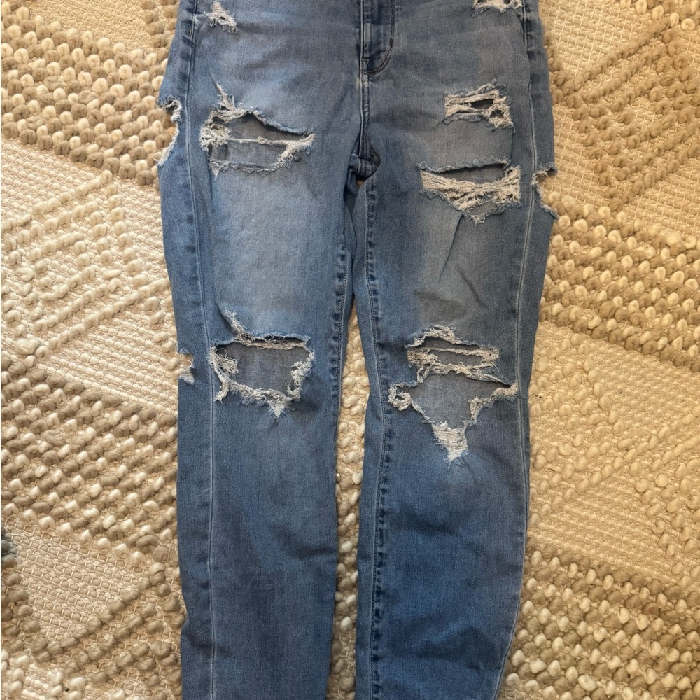 American Eagle Outfitters High Rise Distressed Blue Jeans